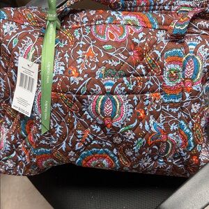 Vera Bradley Brown Paisley Quilted Tote with Multicolor Accents